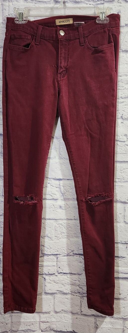 Aphrodite Burgundy High Waisted Skinny Distressed Jeans 9 Lightweight Soft